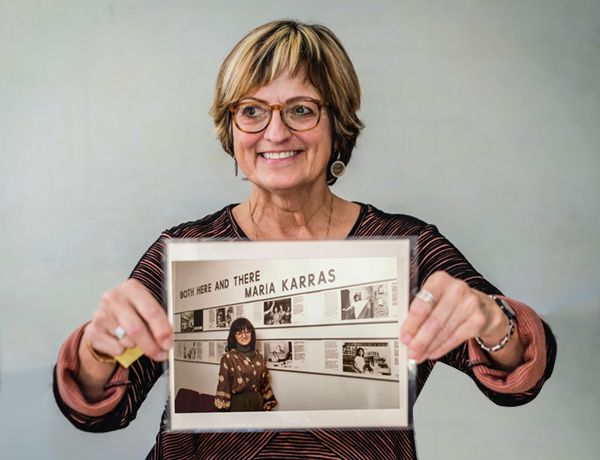 Maria Karras with her image from the archives